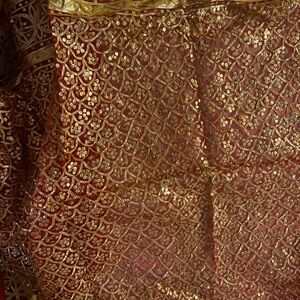 Red and Gold Embellished Fabric